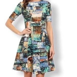 Karen Kane Multicolor Art Stretch A-Line Fit & Flare, multi color, XL